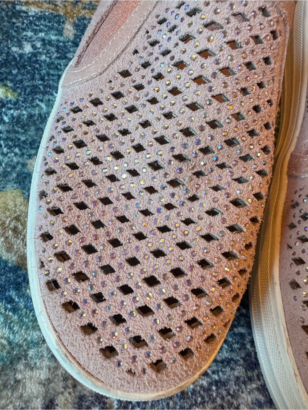 Skechers Slip-On Perforated Sparkle Flats in Blush Pink - Picture 2 of 7